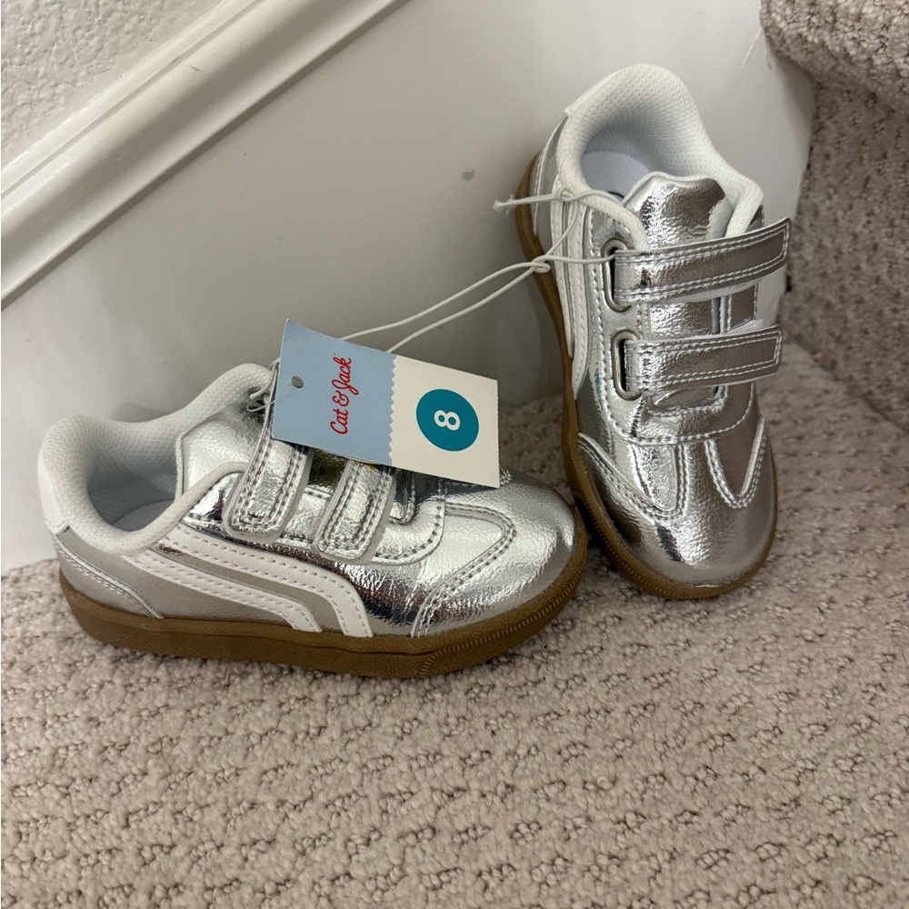 Cat & Jack Metallic Silver Kids Sneakers
